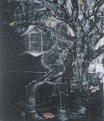 Tim Lokiec : Woman dematerialising in a swamp