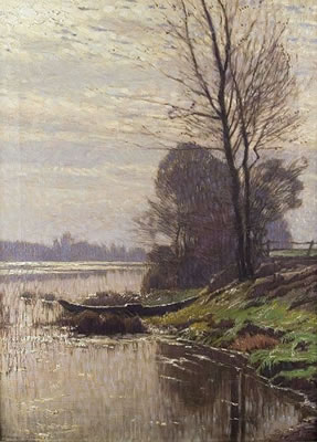 Arthur Wansleben : Abendlicht am Rhein