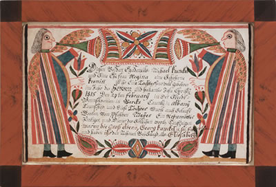 Johann Conrad Gilbert : Fraktur birth certificate for Eliesabeth Kunkel, dated 1815