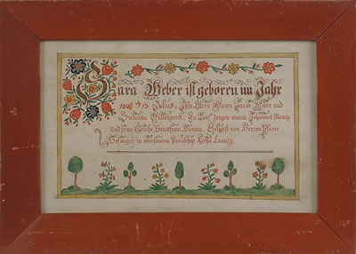 Durs Rudy : Fraktur, inscribed Sara Weber, Upper Saucon Township, 1806