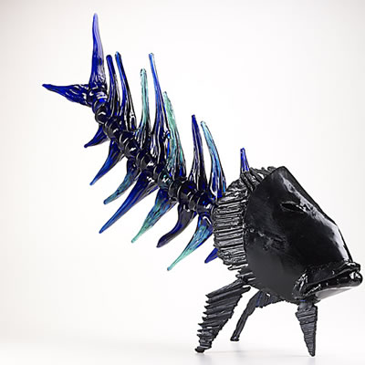 Densaburou Oku : Glass fish sculpture