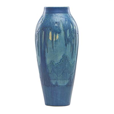 Anna Frances Connor Simpson : Fine and tall vase decorated with live oaks, Spanish moss, and full moon