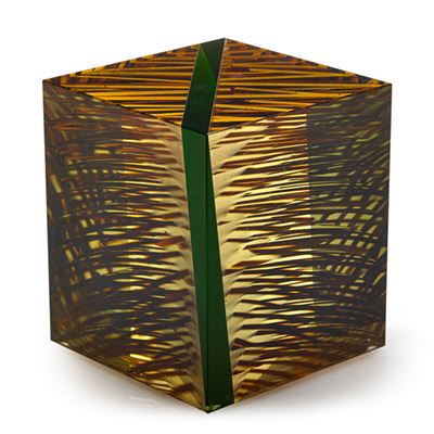 Tomas Hlavicka : Laminated glass object with gold and silver leaf