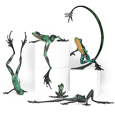 Tim Cotterill : Five bronze 'Frogman' statues 'Dragonfly,' 'Stargazer,' 'Show Off,' 'Stretch,' and 'Jungle Jim'