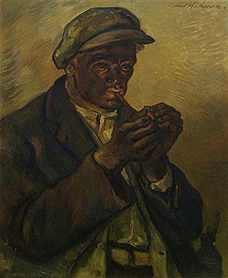 Albert Houthuesen : Miner smoking a pipe