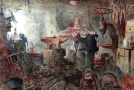 Arthur Miles : Interior of a blacksmith's forge