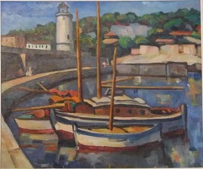 Marcel Saglier : Port en méditerranée.