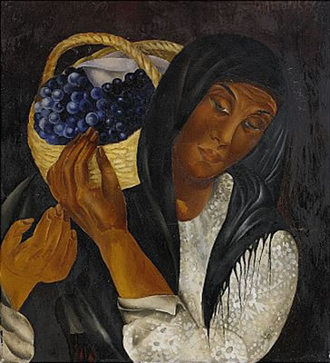 Lydia Dmitrievsky : Woman with a basket of grapes