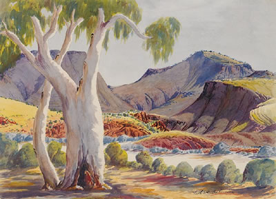 Herbert Raberaba : UNTITLED (CENTRAL AUSTRALIAN LANDSCAPE)