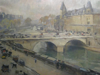 Charles Wittman : Parisian Cityscape with Bridge