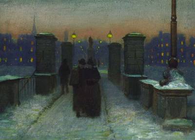 Charles Henry Turner : Gaslight in the Boston Public Garden