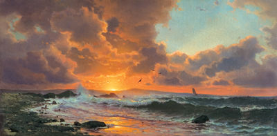 Mauritz Frederik Hendrick De Haas : Sunset on the Coast