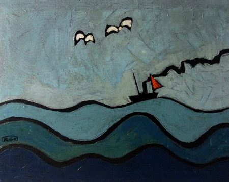 Colin Ruffell : Fishing Boat and Seagulls/signed