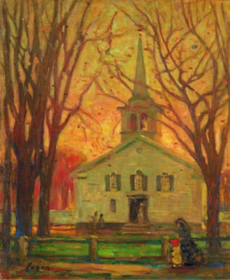 Robert Henry Logan : Church with Figures