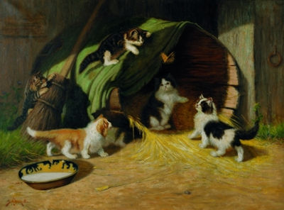 Sidney Brackett : Kittens in the Barnyard