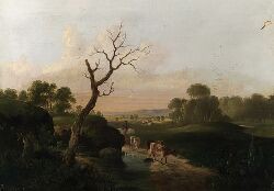 Ambrose Andrews : Landscape with Drover and Cattle