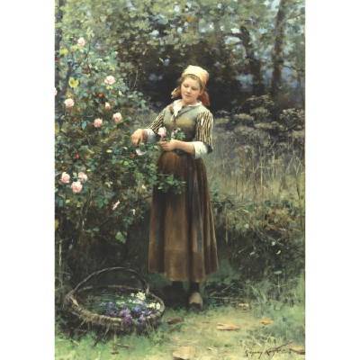 Daniel Ridgway Knight : Cutting Roses