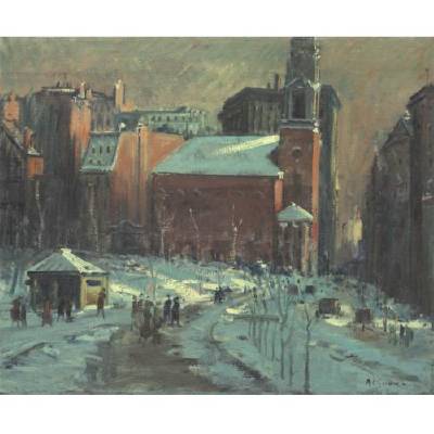 Arthur Clifton Goodwin : Park Street Church in Winter