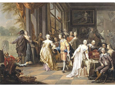 Franz Christoph Janneck : ELEGANT COMPANY IN AN INTERIOR