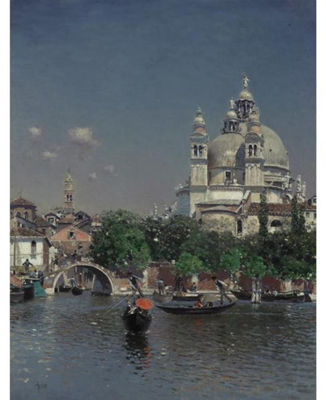 Martin Rico y Ortega : VENETIAN LAGOON NEAR THE CHURCH OF SANTA MARIA DELLA SALUTE