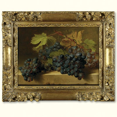 Gerard Van Spaendonck : BLACK GRAPES ON A MARBLE EDGE