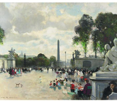 Jules Rene Herve : Place De La Concorde From Les Tuileries