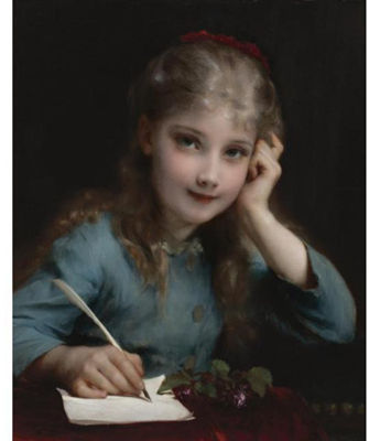 Adolphe Piot : A YOUNG GIRL WRITING A LETTER