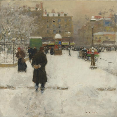 Luigi Loir : THE SQUARE DU TEMPLE, PARIS IN WINTER