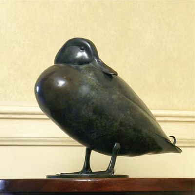 Geoffrey Dashwood : GREAT CRESTED GREBE AND MALLARD: TWO BRONZES