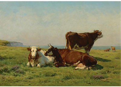 Juliette Peyrol Bonheur : COWS GRAZING BY THE SEA