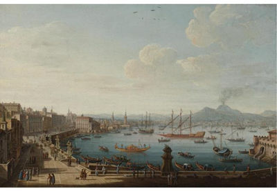 Pietro Antoniani : VIEW OF NAPLES FROM THE STRADA DI SANTA LUCIA