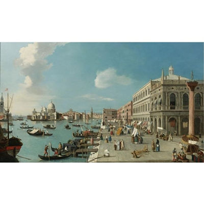 William James : THE MOLO, VENICE: LOOKING WEST TOWARDS THE DOGANA AND SANTA MARIA DELLA SALUTE, THE BIBLIOTECA MARCIANA RIGHT