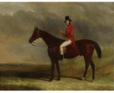 Charles Hancock : A GENTLEMAN ON HIS HUNTER IN A LANDSCAPE