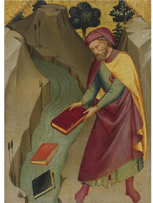 Lorenzo Monaco : THE MAGUS HERMOGENES CASTING HIS MAGIC BOOKS INTO THE WATER