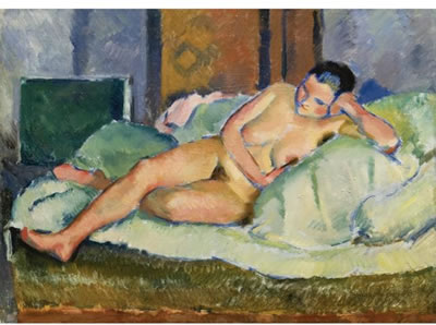 Nikolai Andreevich Tyrsa : MODEL ON GREEN, 1933