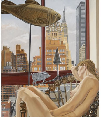 Philip Pearlstein : MODEL WITH EMPIRE STATE BUILDING