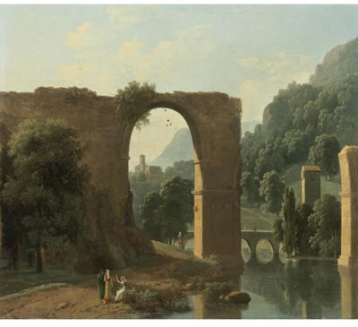 Jean-Victor Bertin : THE RUINS OF THE BRIDGE OF AUGUSTUS AT NARNI