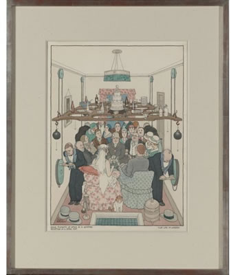 William Heath Robinson : 'Sane Economy of Space at a Wedding Reception in a Small Flat'