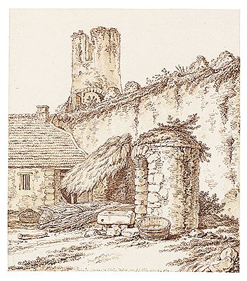 Johann Georg Wille : VIEW OF PART OF THE CHÂTEAU DE BLANDY