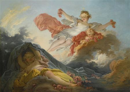 Jean-Honore Fragonard : THE GODDESS AURORA  TRIUMPHING OVER NIGHT