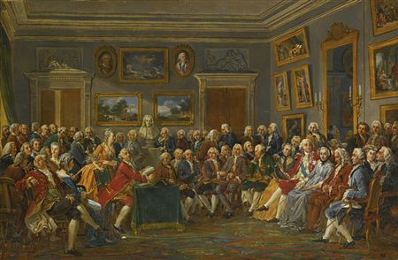 Anicet Charles Gabriel Lemonnier : A READING OF VOLTAIRE'S TRAGEDY 'L'ORPHELINE DE LA CHINE' IN THE SALON OF MADAME GEOFFRIN