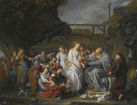 Jean-Baptiste Greuze : THE HERMIT, OR THE DISTRIBUTOR OF ROSARIE