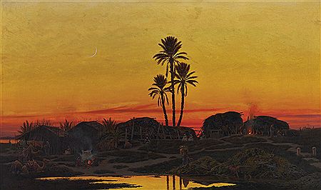 Richard Fuchs : AN ARAB CAMP AT SUNSET