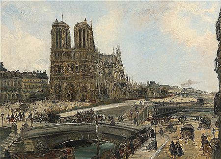 Edouard-Jacques Dufeu : VIEW OF PARIS WITH NOTRE DAME