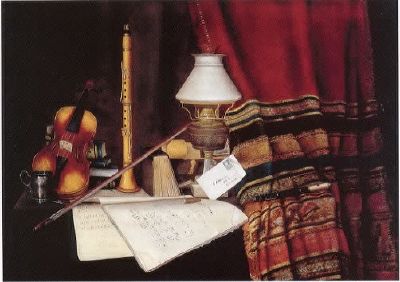 Charles Meurer : Still Life with Musical Instruments