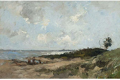 Jan Van Vuuren : CHILDREN PLAYING AT THE BEACH, NUNSPEET