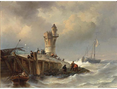 Hendrik Adolf Schaep : SHIPPING NEAR THE COAST