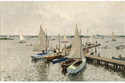 Cornelis Vreedenburgh : SAILING BOATS AT THE LOOSDRECHTSE PLASSEN