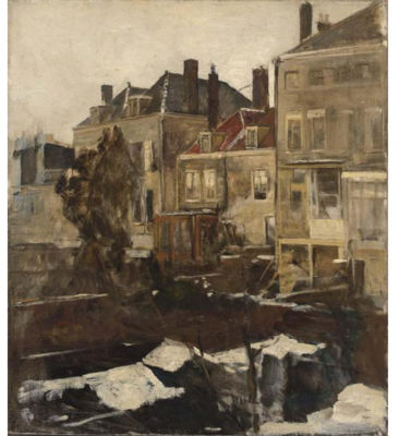 Johan Antoinie De Jonge : VIEW FROM THE ARTIST´S STUDIO ON THE SCHEVENINGSEWEG, THE HAGUE