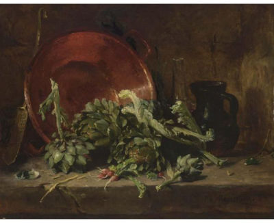 Philippe Rousseau : A STILL LIFE WITH ARTICHOKES